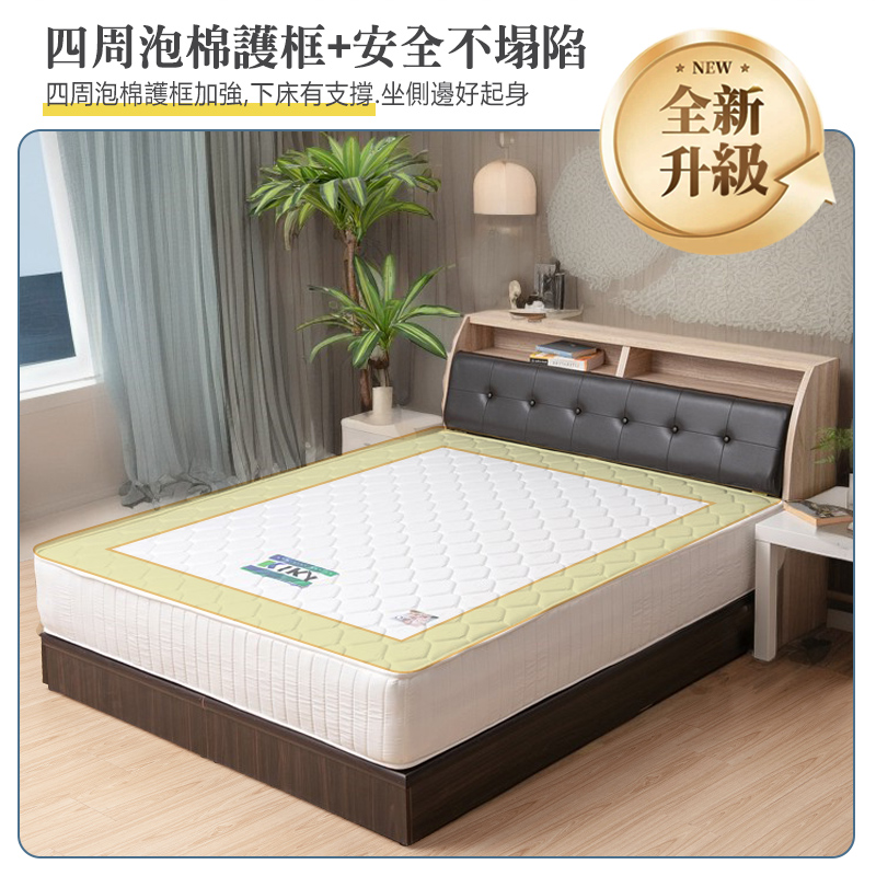 【KIKY】二代英式升級版泡棉加強框獨立筒床墊(雙人加大6尺), , large