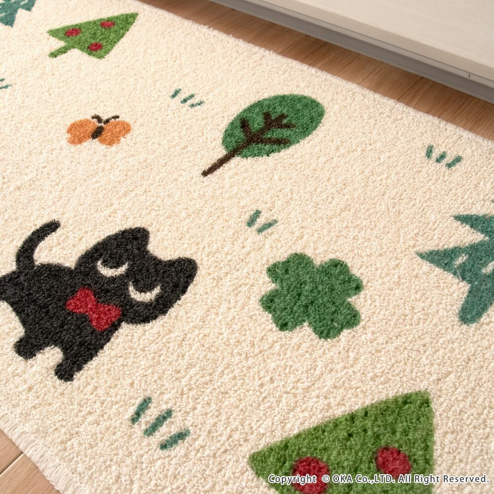 【日本Oka】日本製再生印花廚房地墊45×120cm(悠然時光款/可機洗/厚4mm), , large