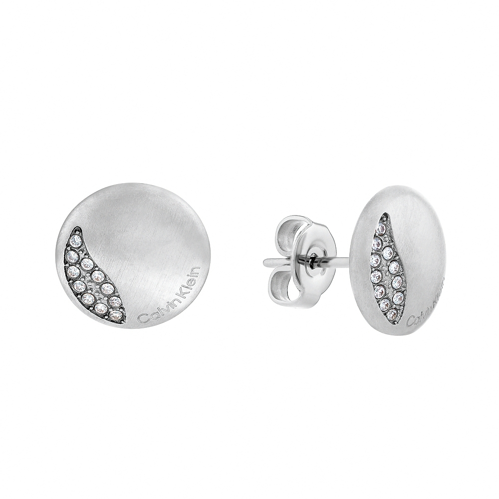Calvin Klein CK Minimal Circular 小圓水晶穿式耳環 母親節送禮推薦-銀 35000137, , large