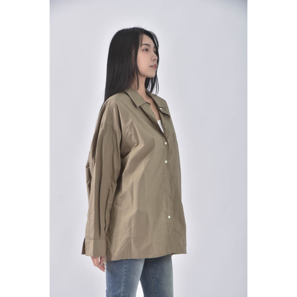 (2XL) woodsage韓牌純棉排扣綠色襯衫上衣二手衣, , large