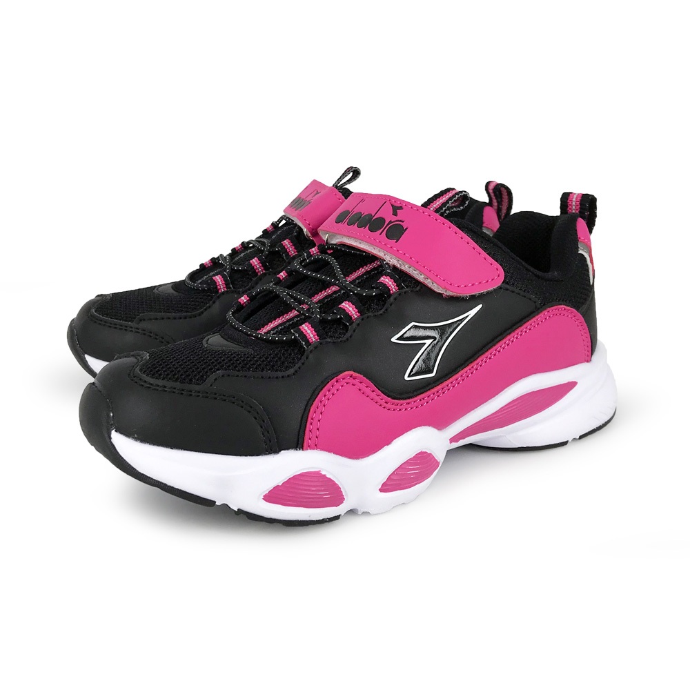 DIADORA迪亞多那 中童生活時尚運動鞋 童運動鞋 童鞋 老爹鞋 魔鬼氈 透氣 保護後跟 健康鞋墊 止滑 白粉 黑桃, , large