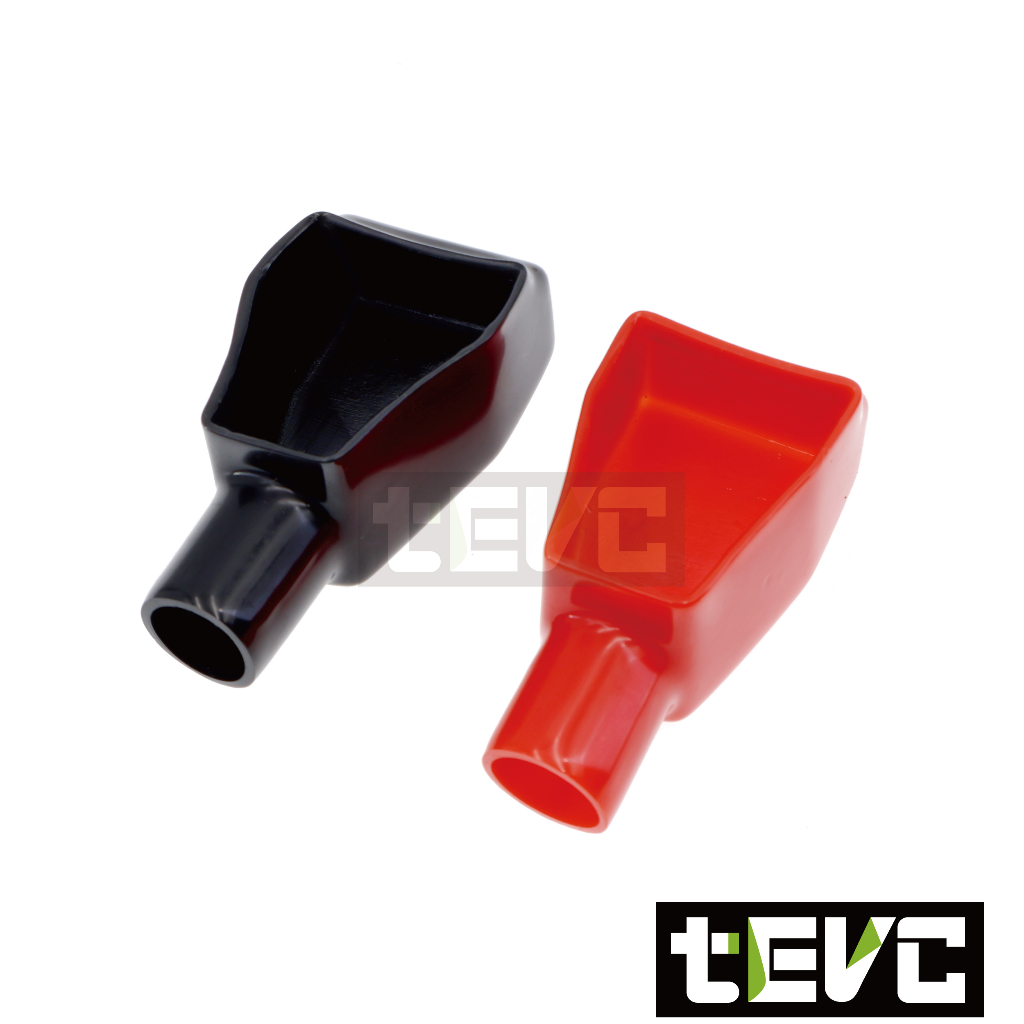 《tevc》BK003 電瓶保護 絕緣保護套 橡膠套 防塵蓋-紅，黑(一對), , large