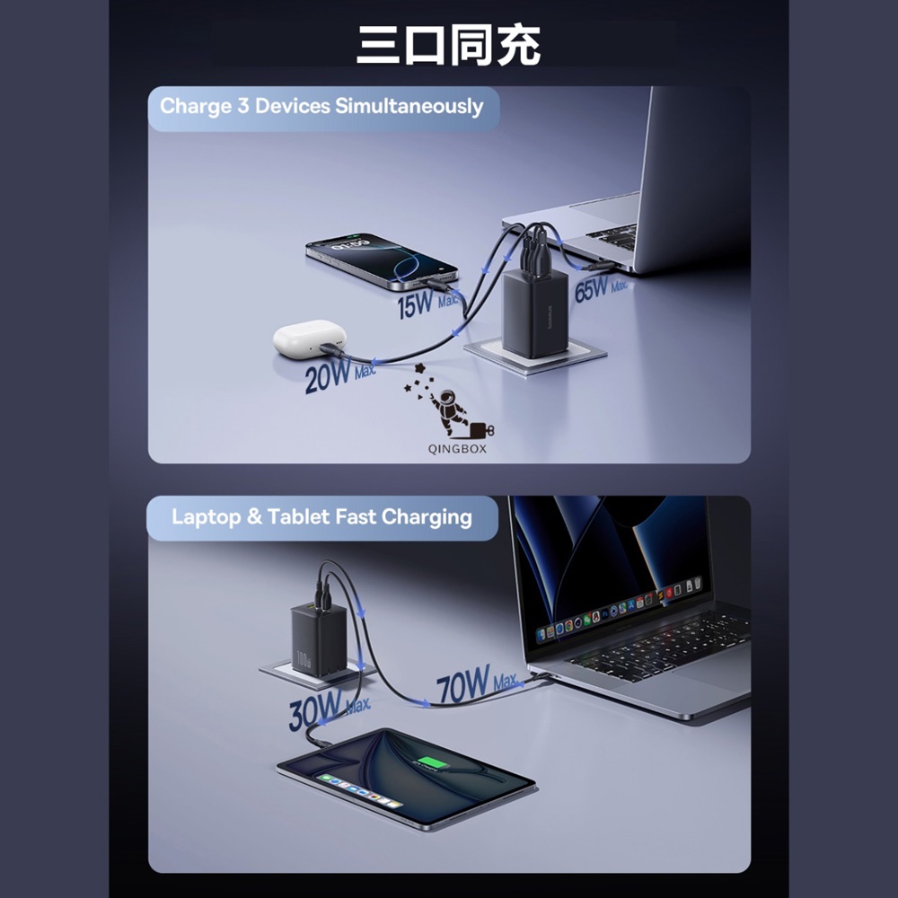 Baseus倍思 LQ EnerFill FE11快充充電器100W 2C+U CCXFK100CS美規, , large