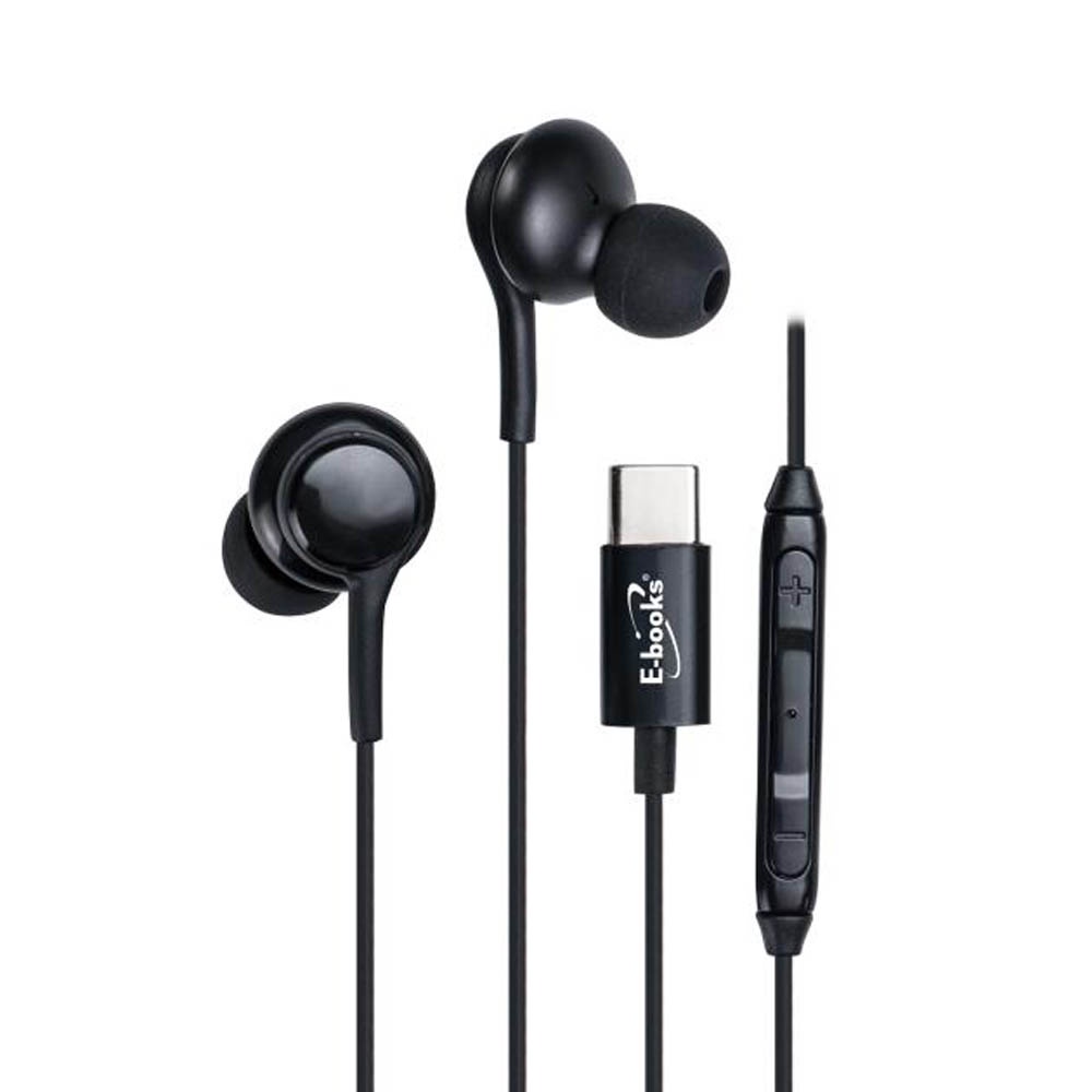 E-BOOKS SS43 Obsidian Black Type C In-Ear In-Ear Headphones Ergonomic Design Anti-tangle TPE cable Clear sound quality, , large