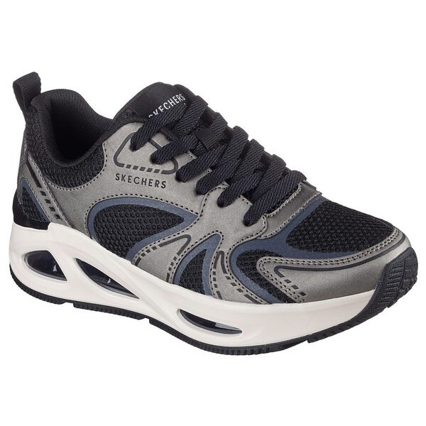 Kixpress-Skechers Uno Ego 女 運動休閒鞋 增高 舒適 穿搭 灰 黑 [177474GUBK], , large