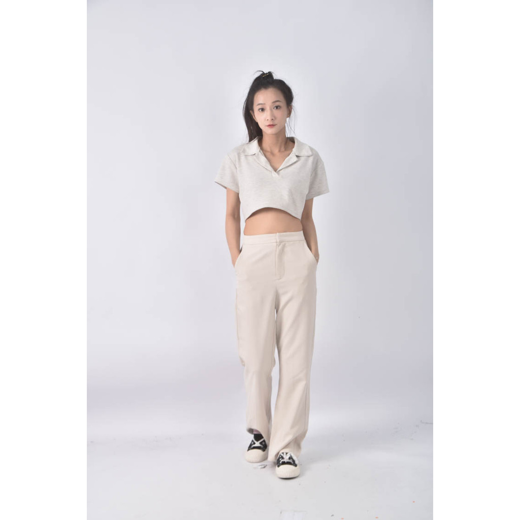 (XS（含）以下) net高腰西裝杏色長褲二手衣, , large
