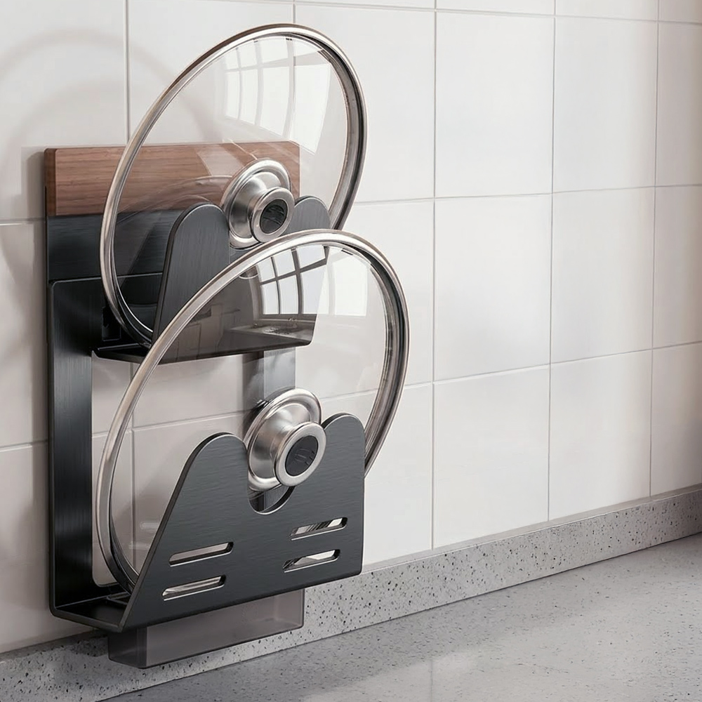 【上手家居】雙層鍋蓋架壁掛(鍋蓋架/鍋蓋收納架/砧板架/廚房壁掛架), , large