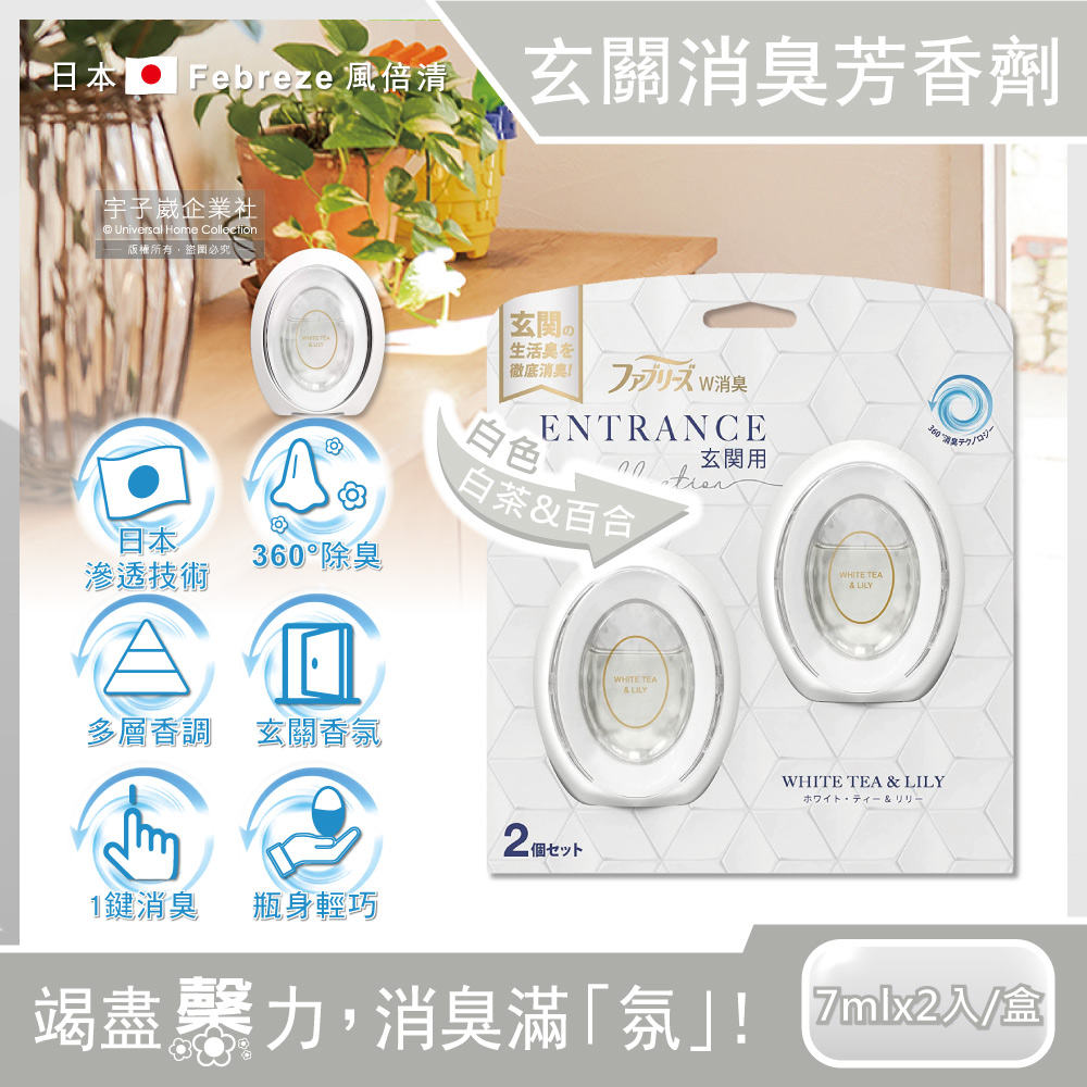 [日日好物]日本Febreze風倍清-玄關專用360°強效消臭防臭香氛W空氣芳香劑7mlx2入/盒(多款可選), , large