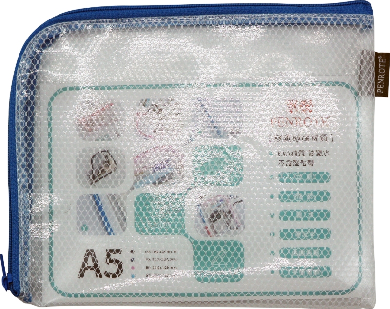 A5 EVA L-Shaped Eco Mesh Storage Bag &ndash; Blue