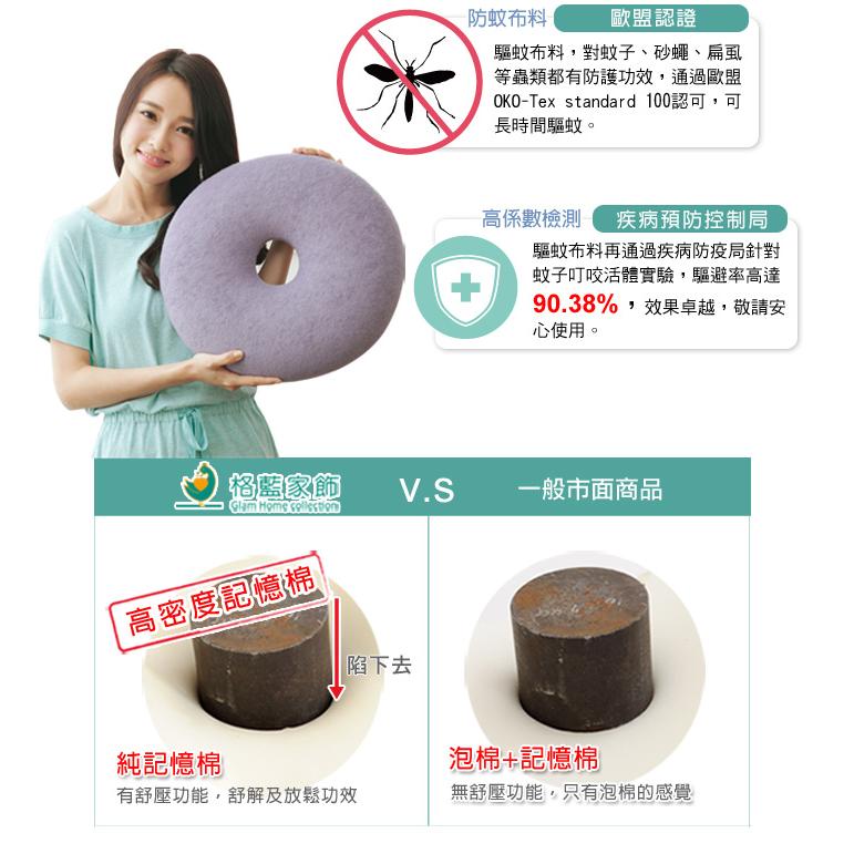 【格藍傢飾】驅蚊防蟎毛巾布舒壓甜甜圈坐墊 (三色可選) 記憶坐墊, , large