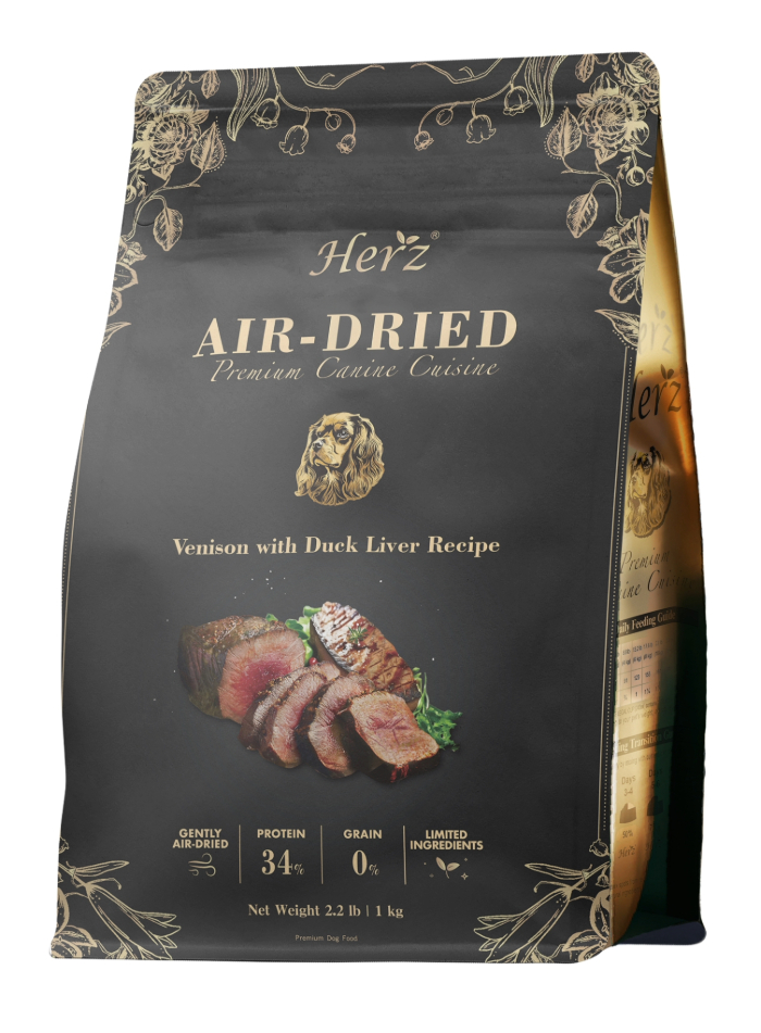 Herz 赫緻 無穀低溫風乾 美饌嫩鹿佐頂級鴨肝 鹿肉 犬糧 狗飼料 1KG, , large