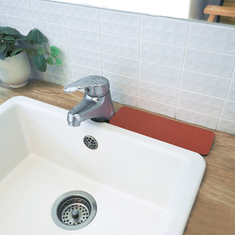 【Monster】 Soft Diatomaceous Earth Washbasin Absorbent Mat (24x8cm) – Brick Red, , large