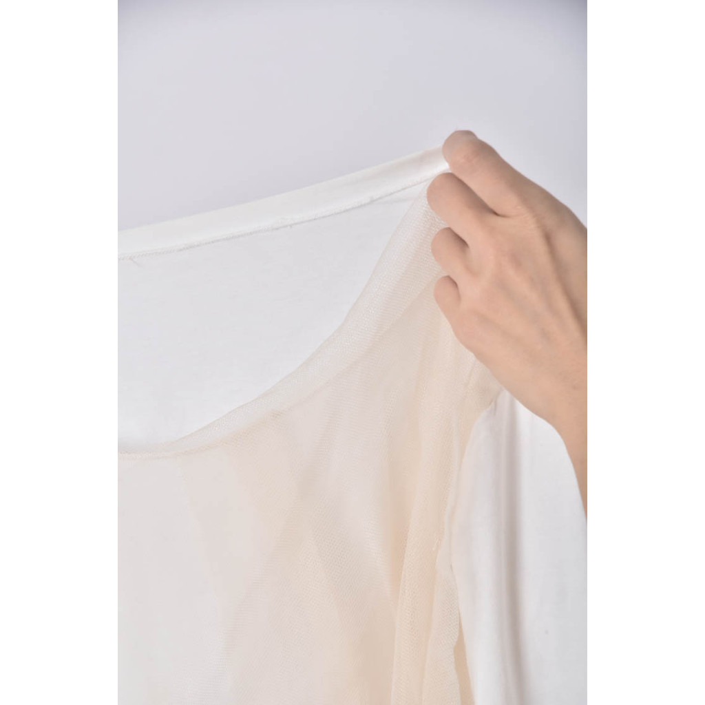 (S) 透紗白色長袖上衣二手衣, , large