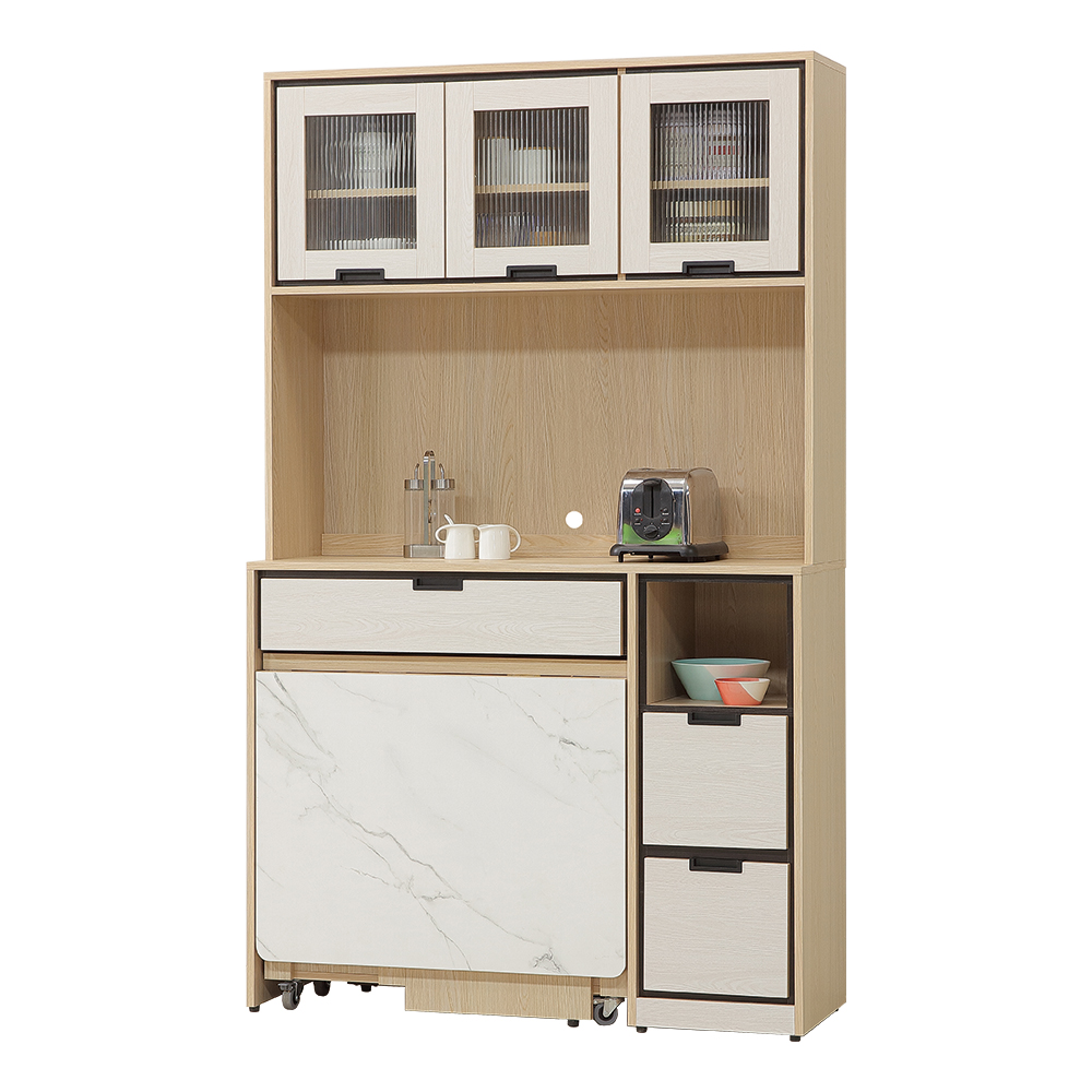 【唯熙傢俱】雷莎原木雙色4尺功能餐櫥櫃, , large