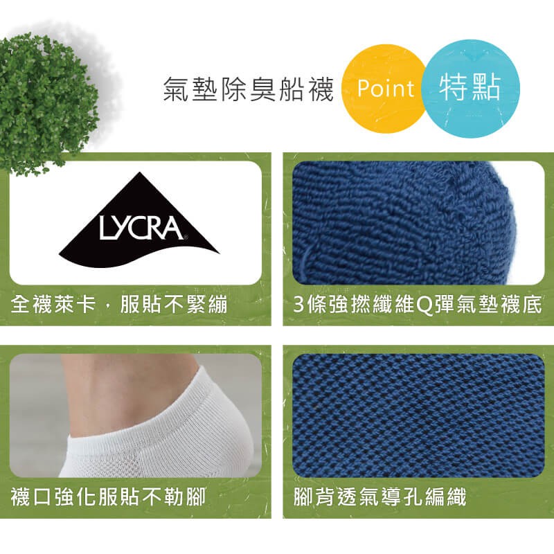 【現貨】MIT台灣製機能殺菌萊卡除臭船型氣墊襪-男 P2215, , large