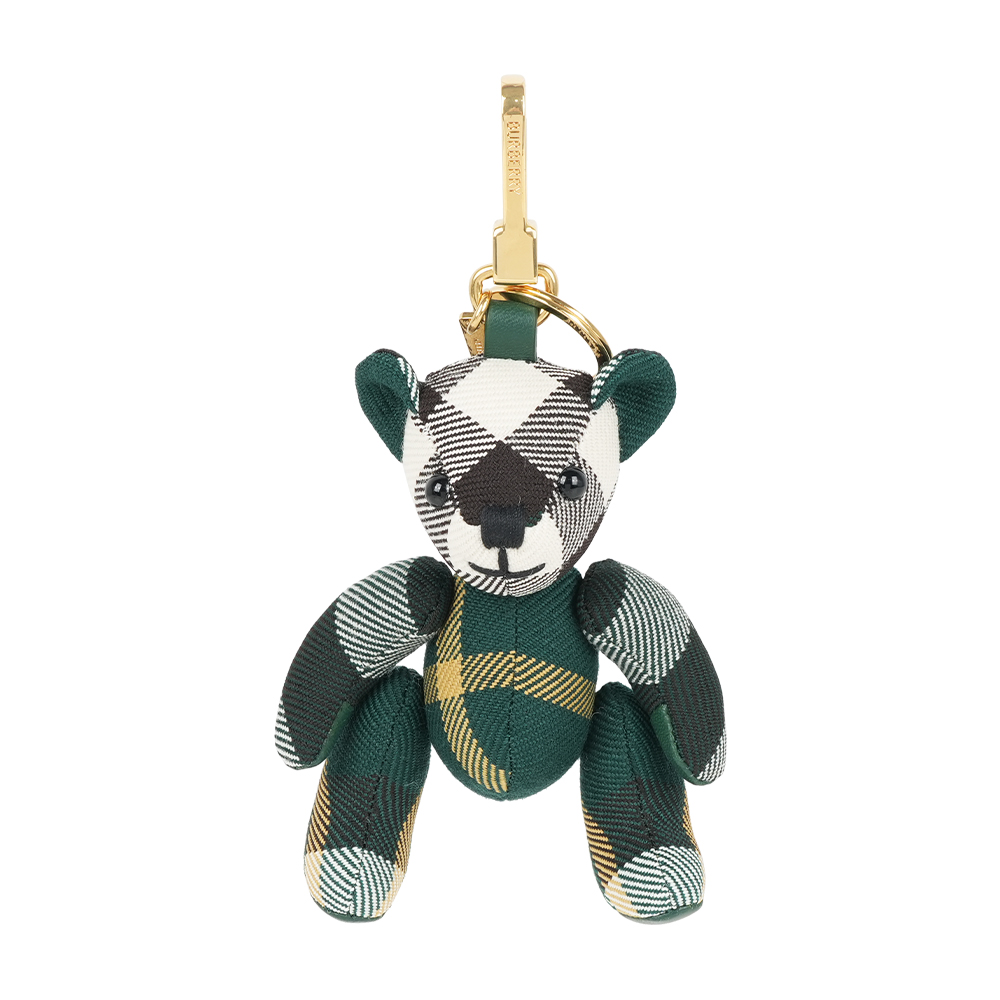 BURBERRY Thomas 經典格紋泰迪熊吊飾/Key圈(長春藤綠), , large