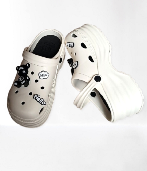 [e shoe store] Amy height-enhancing women's hole shoes/gardener shoes/waterproof slippers white 25.5CM, , large
