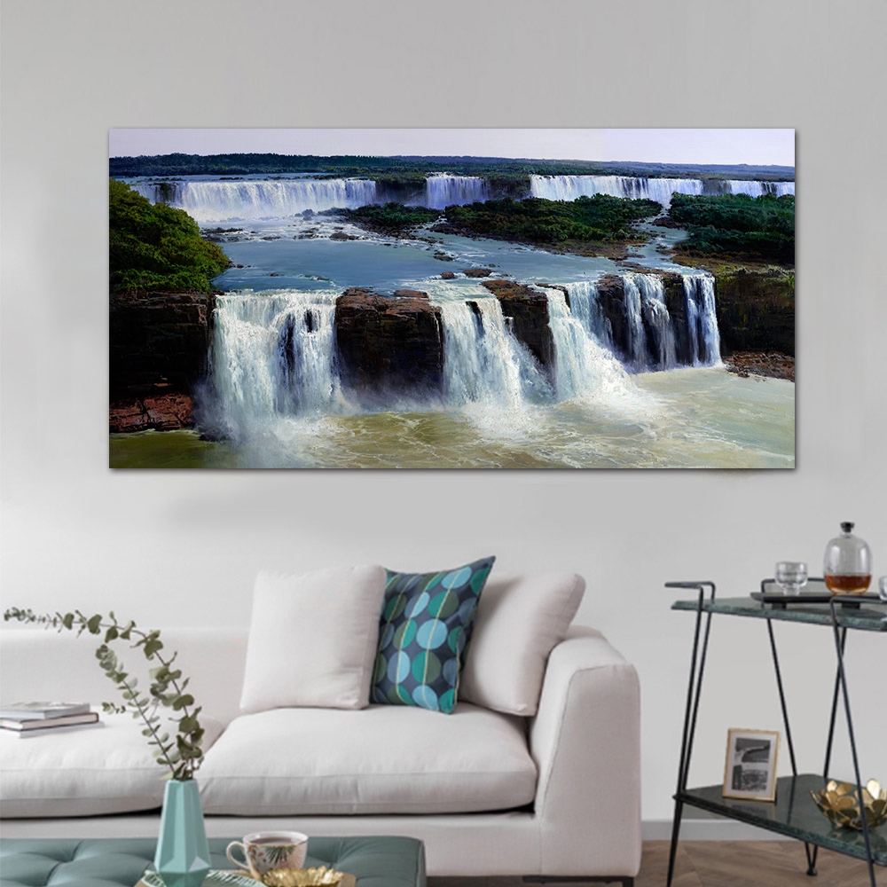 【御畫房】天瀑之二 國家一級畫師手繪油畫60×120cm(VF-148), , large