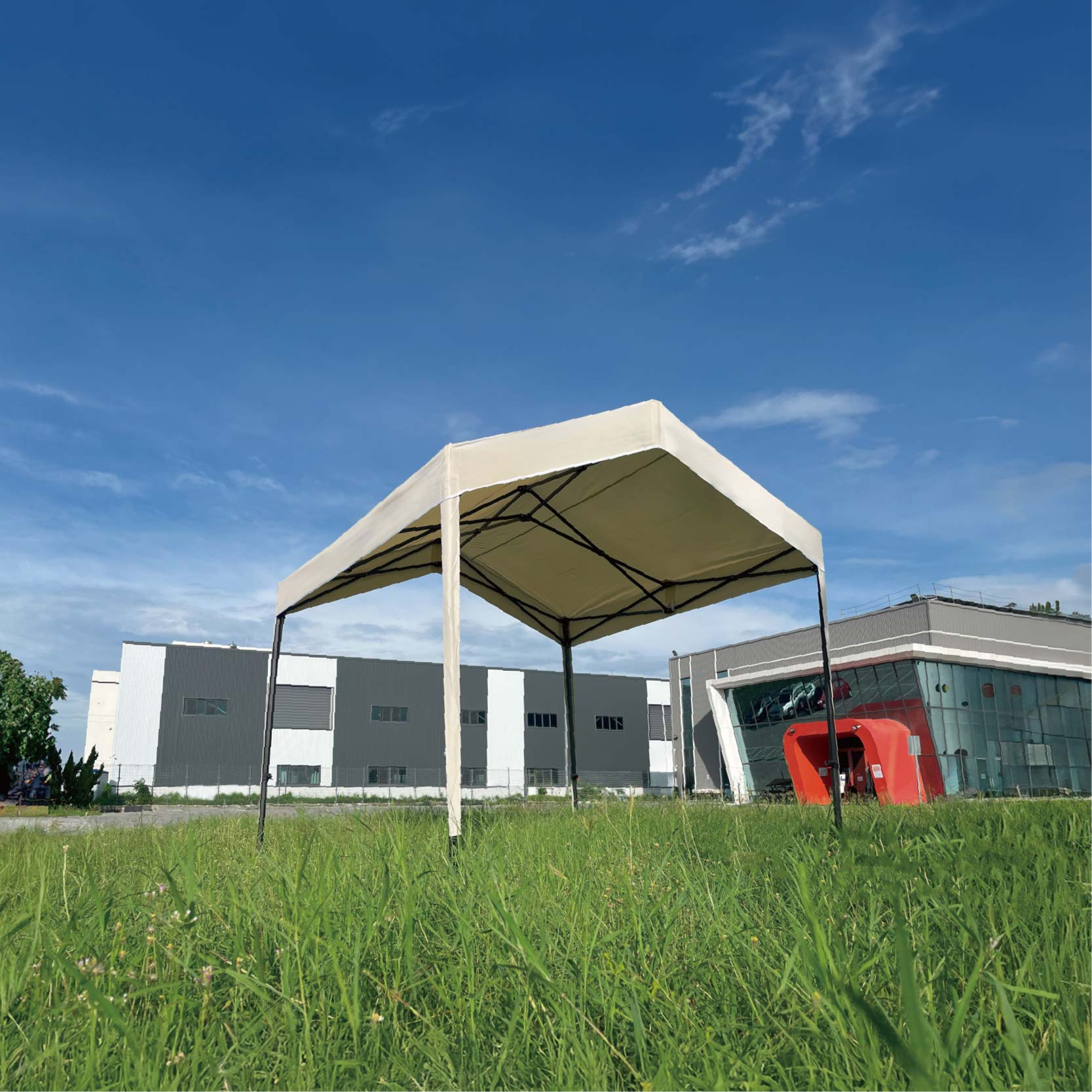 【振盛塑膠】六角山形帳（折疊式帳篷）/牛津布六角骨架/米色