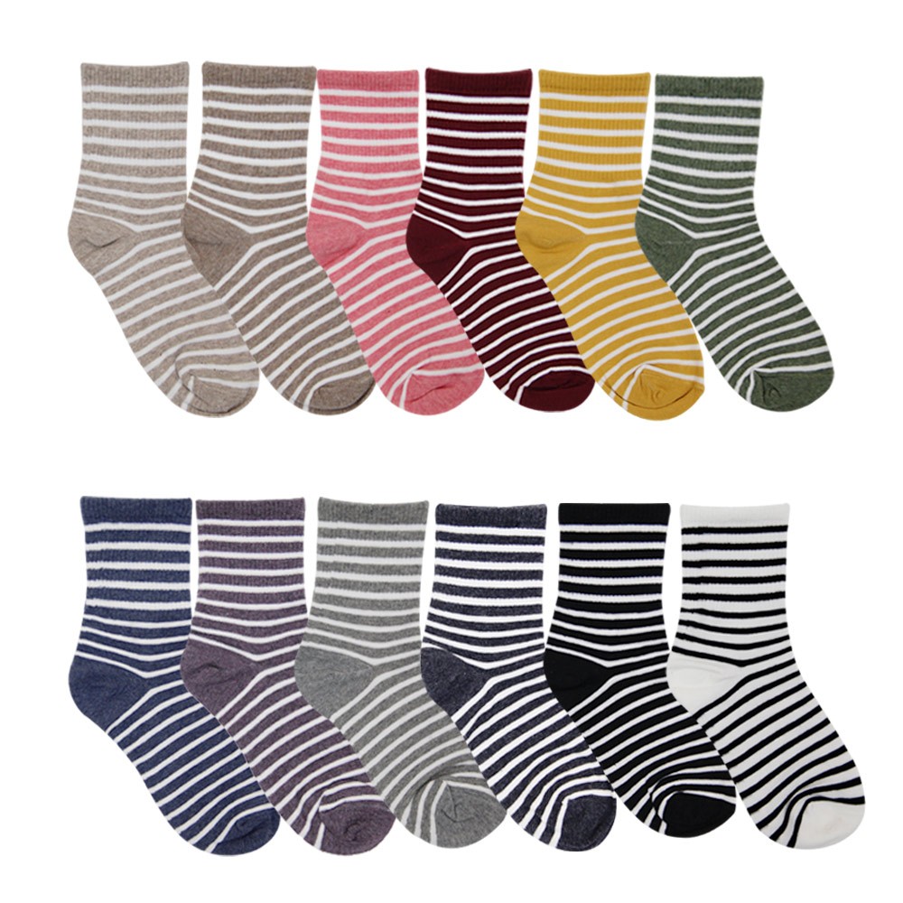 【BVD】1/2條紋直角女襪<暗紅>B520 女襪 短襪 休閒穿搭襪, , large