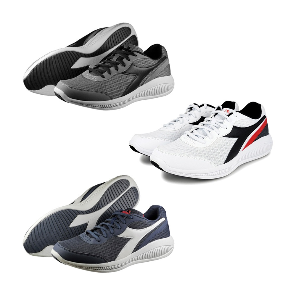 DIADORA迪亞多那 義大利進口 輕量運動慢跑鞋 EASY RUN 男運動鞋 男鞋 透氣 吸震 棉鞋墊 灰 藍 白黑, , large