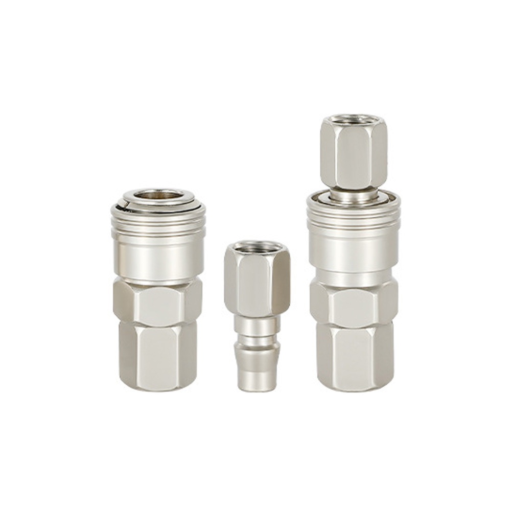 鋼製單手插 鋼鍍鎳 瓦斯管自鎖接頭 快速接頭 空壓機公母頭 氣管接頭 風管接頭 氣泵接頭 快速插頭, , large