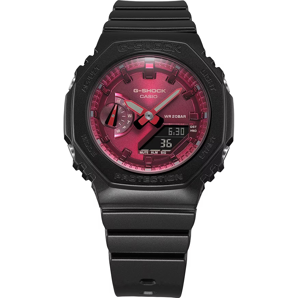 CASIO 卡西歐 G-SHOCK 八角 勃根地酒紅系列 雙顯手錶 GMA-S2100RB-1A, , large