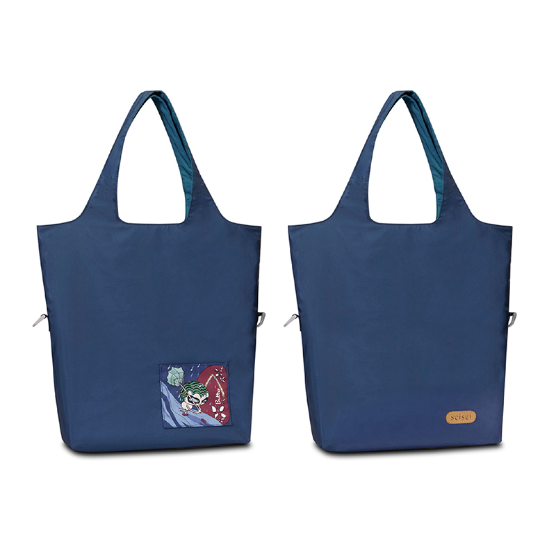 Eco-friendly Dual-Color Reversible tote bag (Indigo), , large