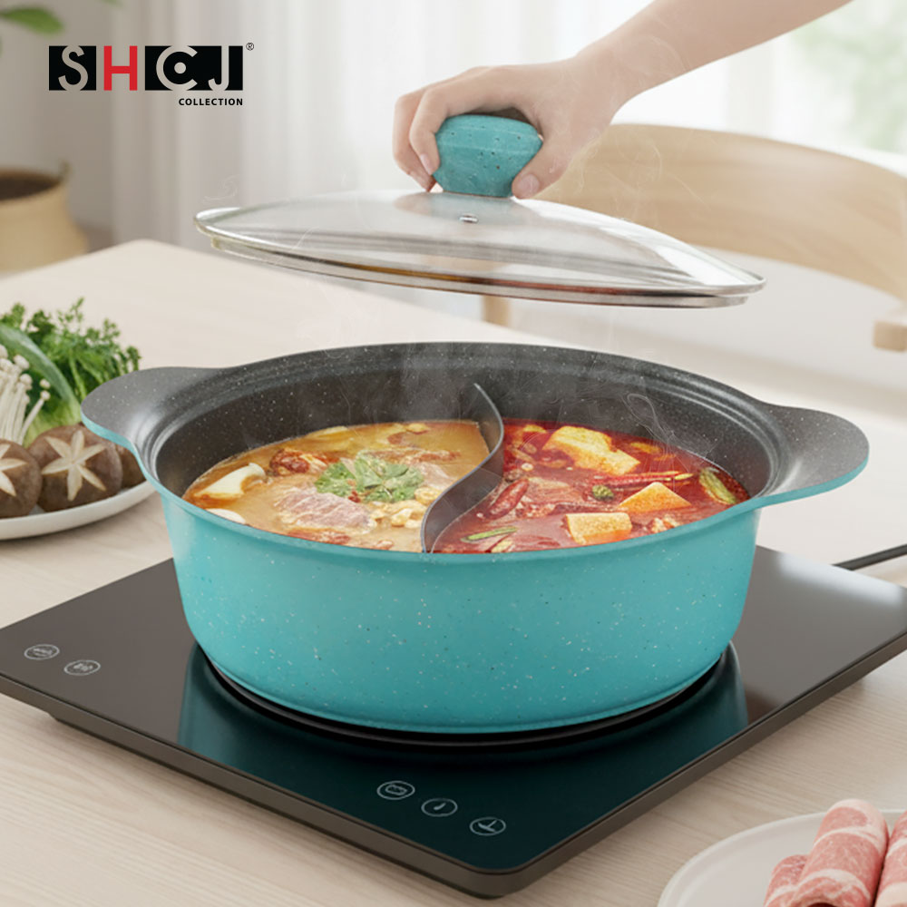 SHCJ 鑄造不沾雙味鴛鴦鍋 32cm IH爐鍋具 煎炒煮湯 火鍋必備 SGS檢驗合格, , large