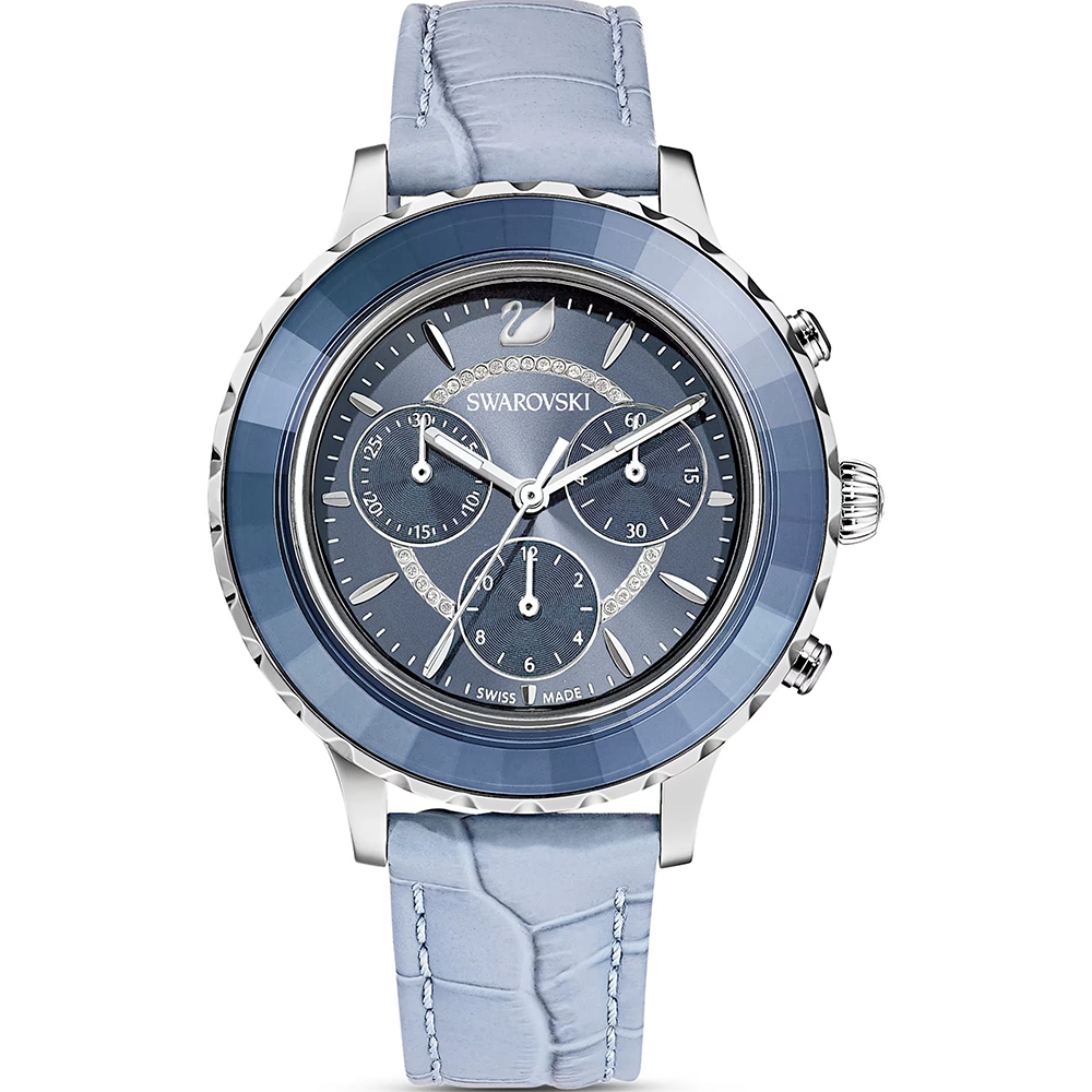 SWAROVSKI 施華洛世奇 送禮 Octea Lux Chrono丹寧藍晶鑽手錶 女錶-39.5mm 5580600, , large