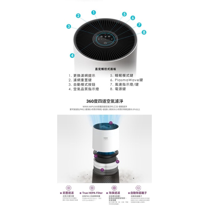 Winix AAPU300-JVT 智能空氣清淨機 _ 原廠公司貨, , large