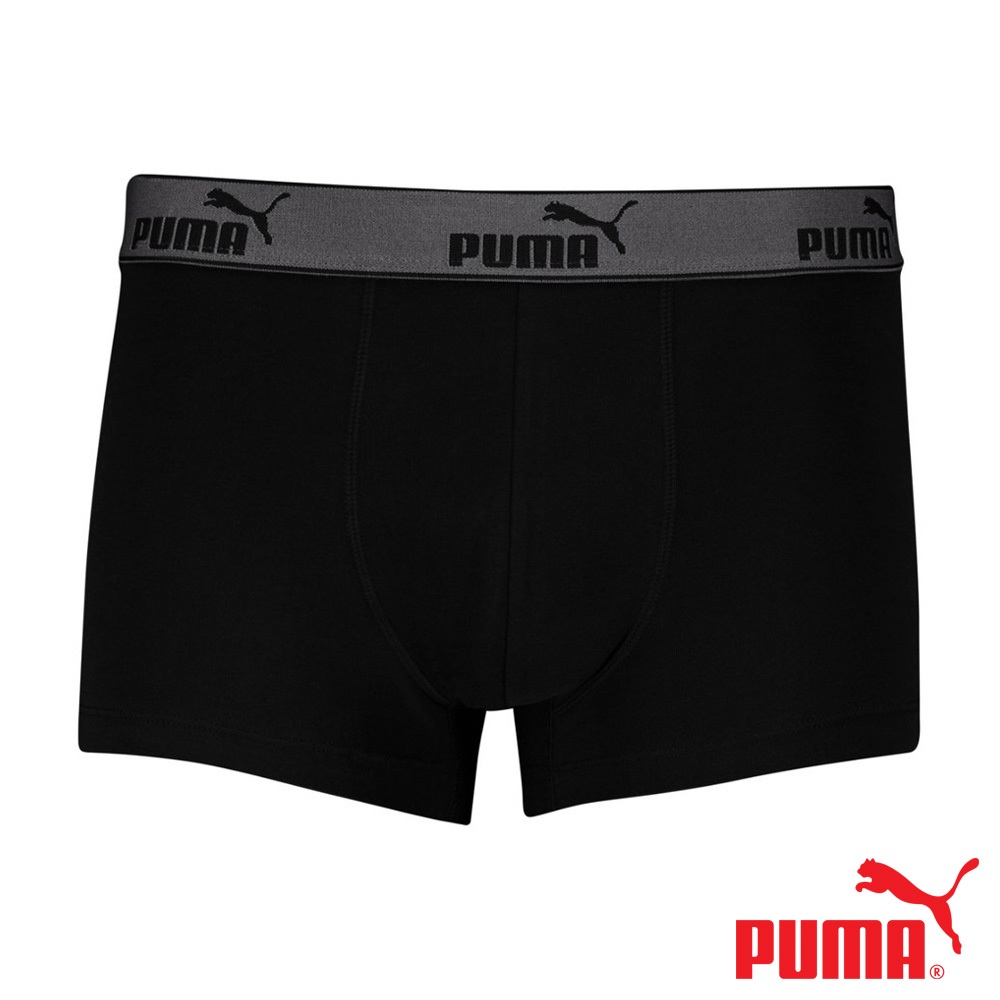 PUMA 平口內褲 3件組 彪馬 跳豹 男內褲 平角內褲 修身 防捲邊 貼合 耐穿 柔軟 棉質 透氣 抗菌 黑 深灰 灰, , large
