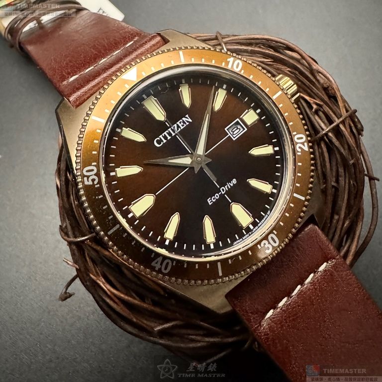 [星晴錶業]CITIZEN手錶,42mm,CI00020古銅色錶面古銅色錶殼咖啡色真皮皮革錶帶款, , large