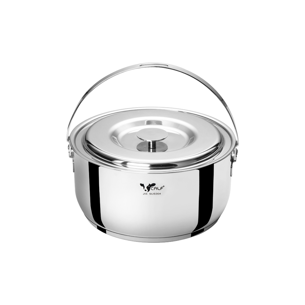 【Buffalo牛頭牌】新小牛304不鏽鋼加厚底調理鍋22cm/3.8L (IH.電磁爐適用), , large