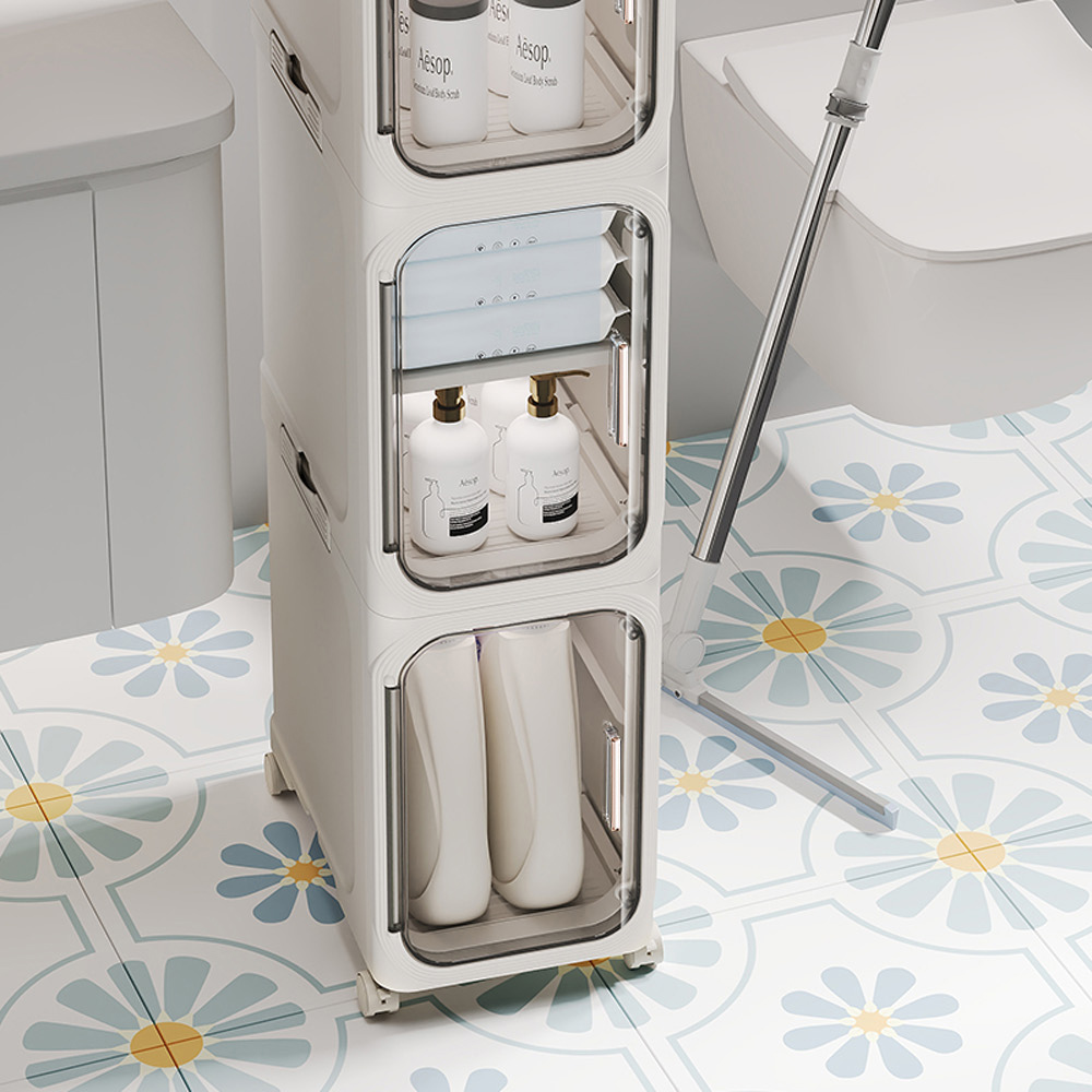 【AOTTO】20面寬衛浴四層附輪夾縫收納櫃(AC-607W), , large