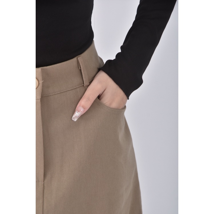 (S) 質感韓牌前開衩綠色長裙二手衣, , large