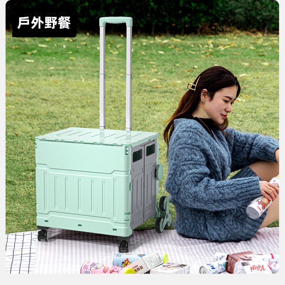 【A&R】升級版吾家有貓八輪爬坡折疊購物車 75L  薄荷綠, , large