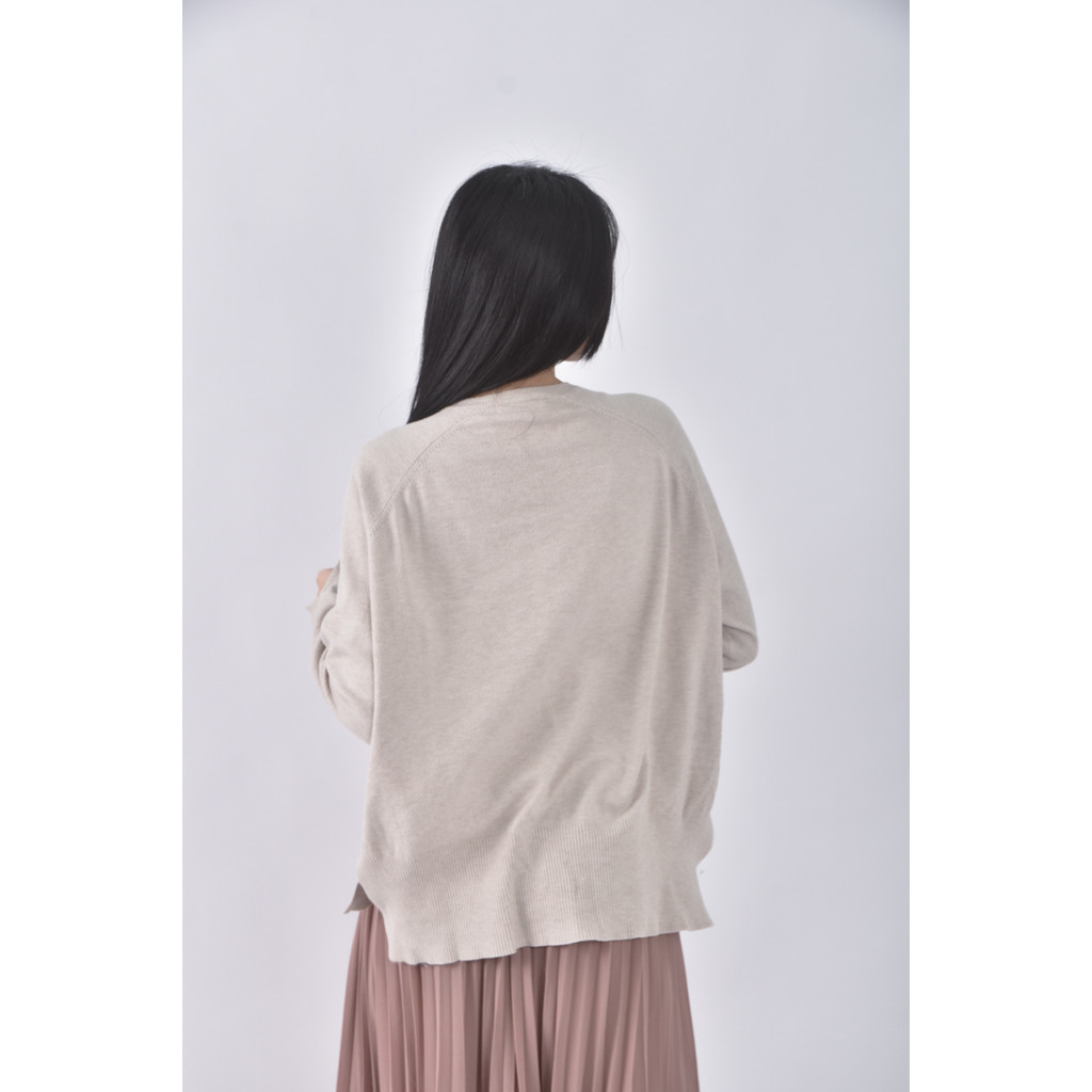 (2XL) funny powder韓牌Ｖ領杏色長袖上衣二手衣, , large