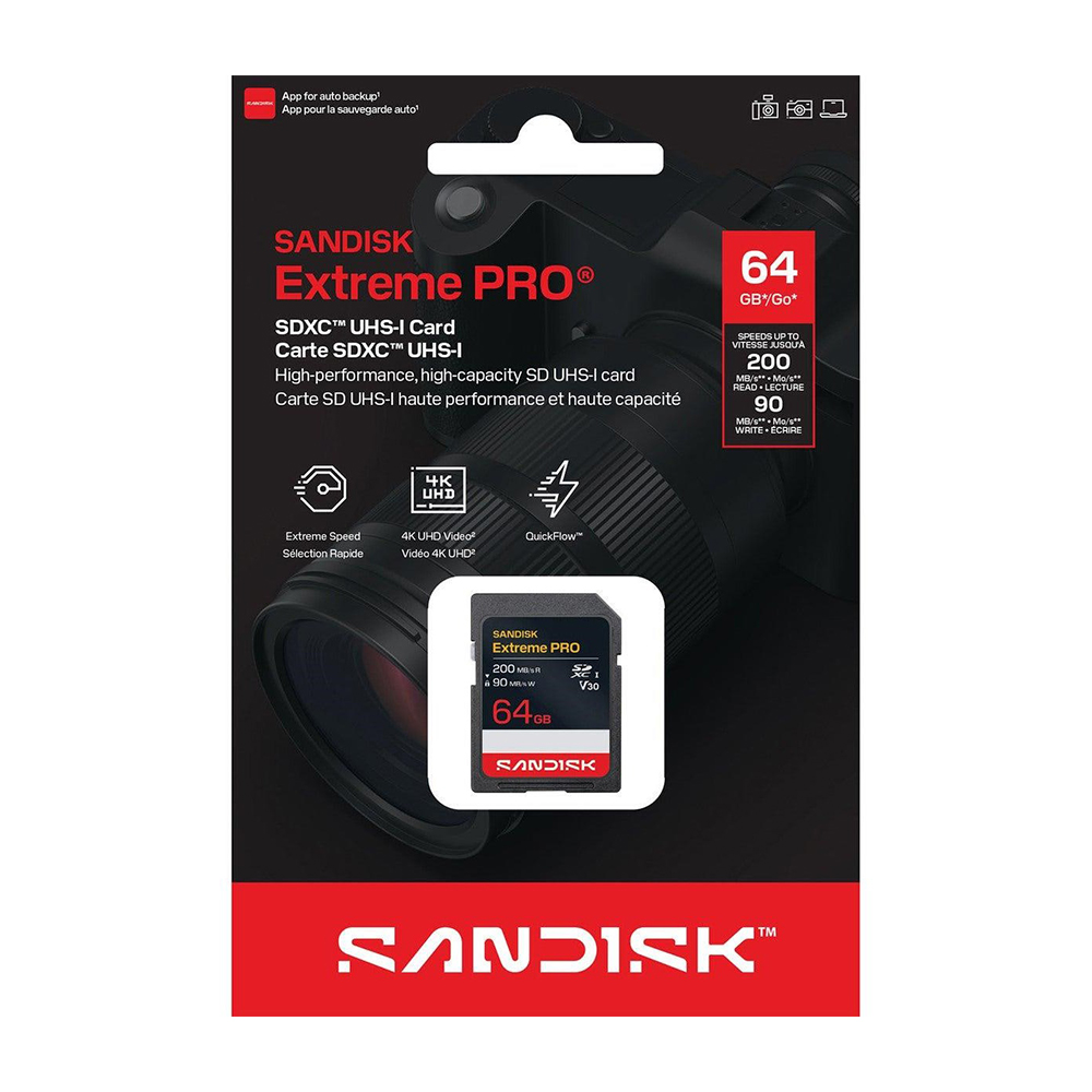 【SanDisk】Extreme PRO 64G SDXC UHS-I U3 V30 相機用記憶卡, , large