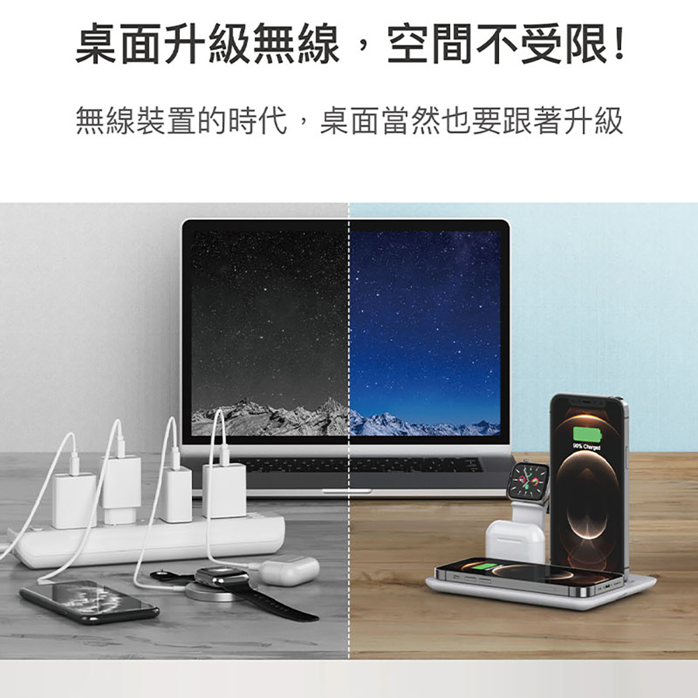 【怪獸選物】IDEAMON 4in1極速充電座 霧粉白, , large