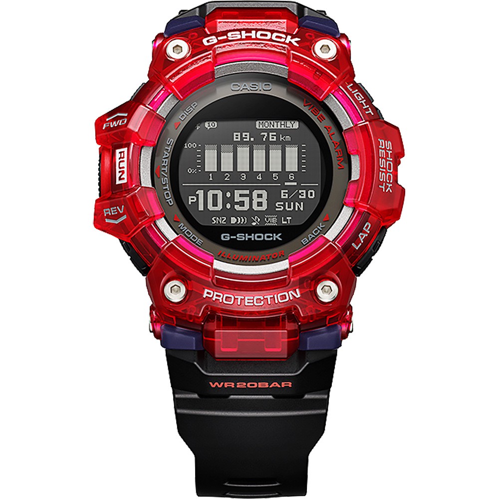 CASIO 卡西歐 G-SHOCK 多功能運動藍芽電子錶-紅 GBD-100SM-4A1, , large
