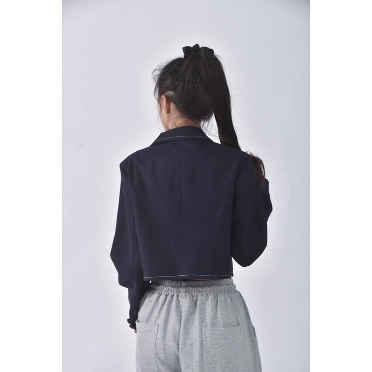 (S) 【安于晴Charlene私服】質感西裝字母藍色外套二手衣, , large