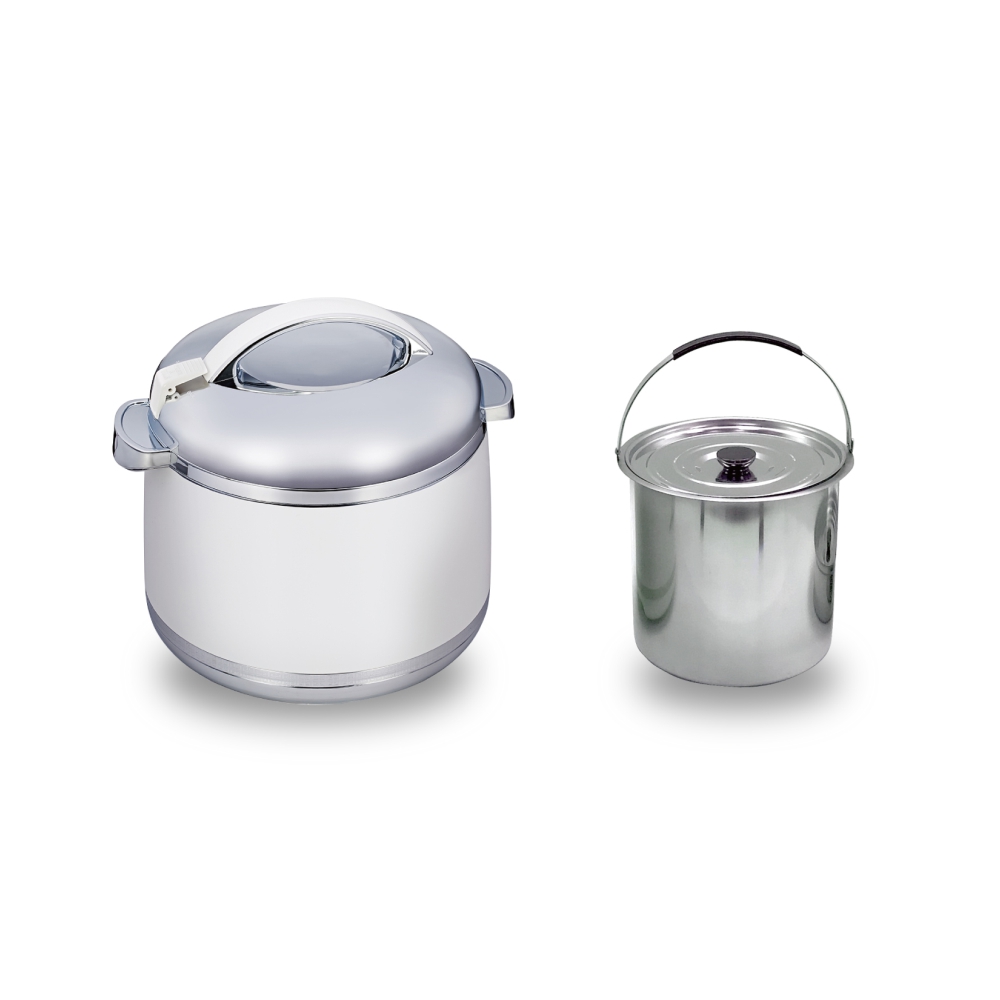 【GOLDEN FIRE 火牌】燜燒鍋 白色配銀色 5.0L-IH爐可用鍋(燜燒鍋 保溫 保冷 手提 不鏽鋼 台灣製造)