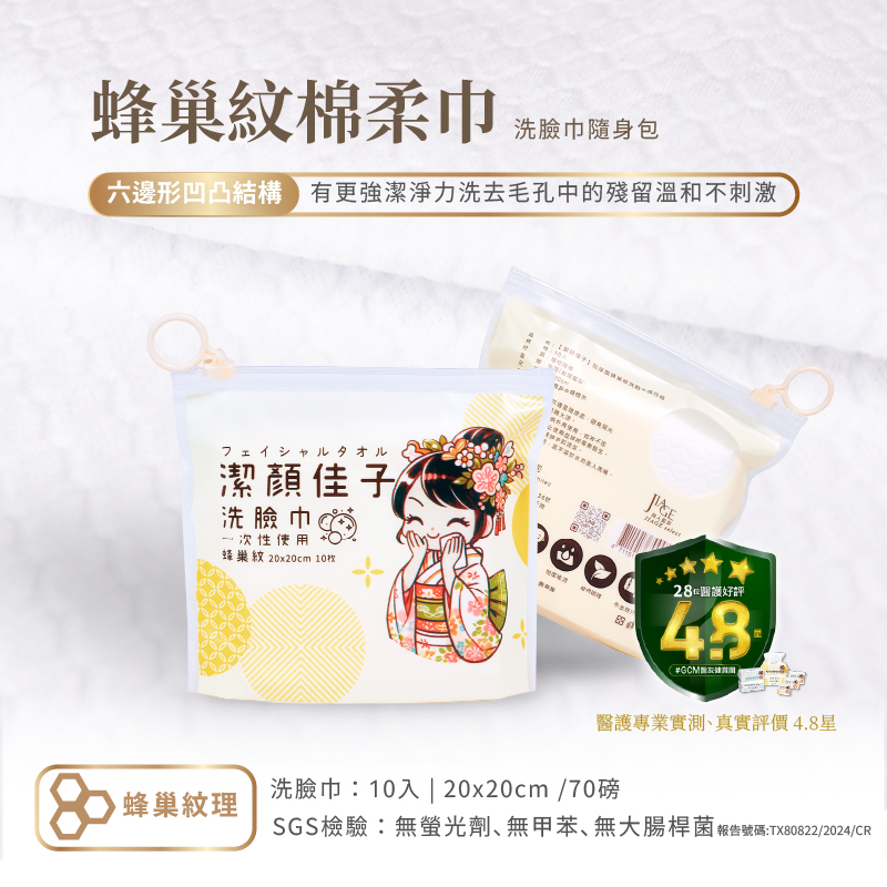 【佳格國際】潔顏佳子竹纖＋蜂巢＋珍珠紋理棉柔巾｜居家戶外全包組46折399免運, , large