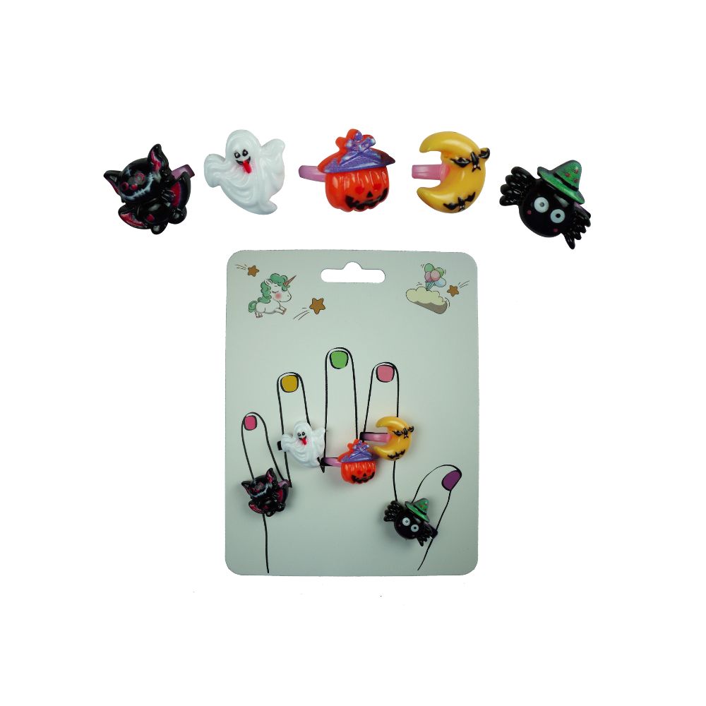 5 Halloween rings, , large