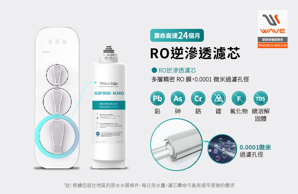  Waterdrop G3P800 RO Reverse Osmosis Filter (DIY Replacement), , large
