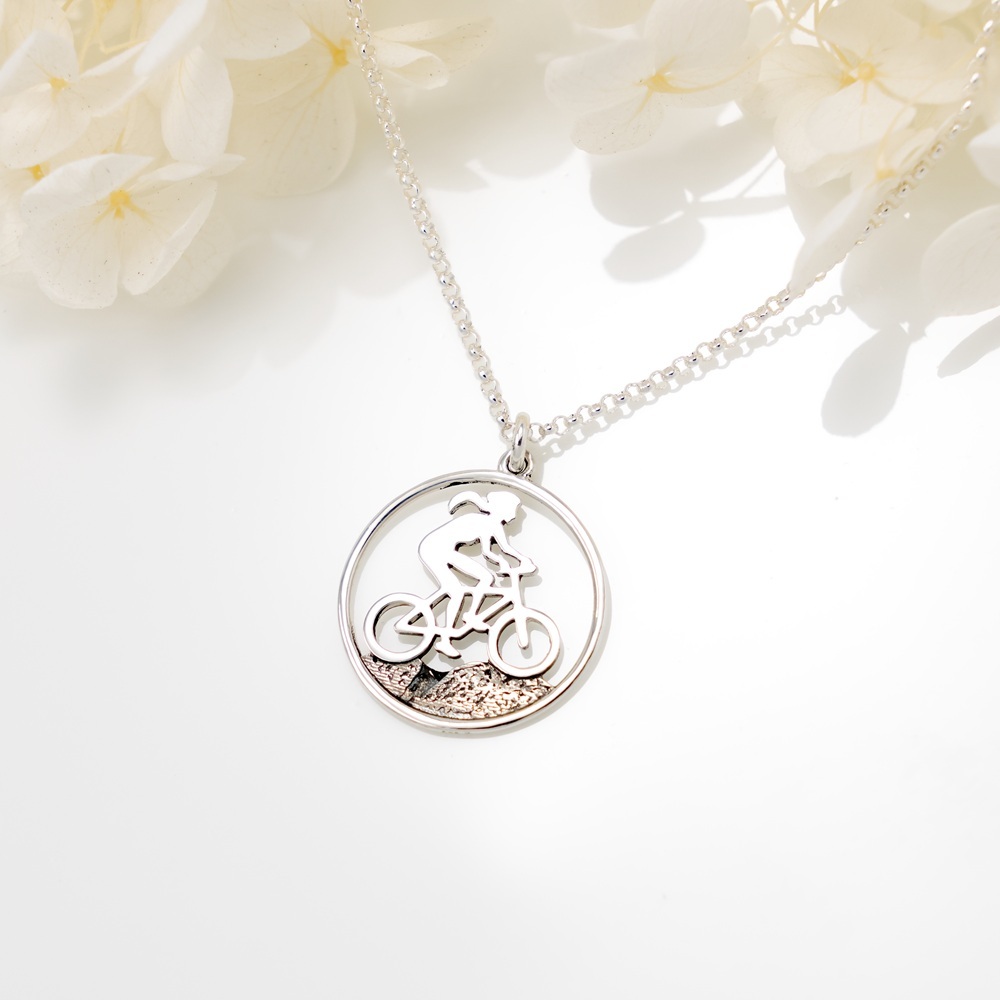 【Angel & Me】自行車 越野 登山 s925 純銀項鍊 運動 生日禮物, , large