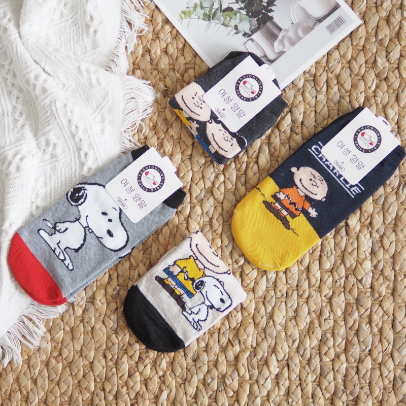 [Kaimei Cotton Industry] 8 pairs of sets, random and excellent, made in Korea, pure cotton fine-needle Korean-style styling socks - American comic style Kaimei Cotton Industry, , large