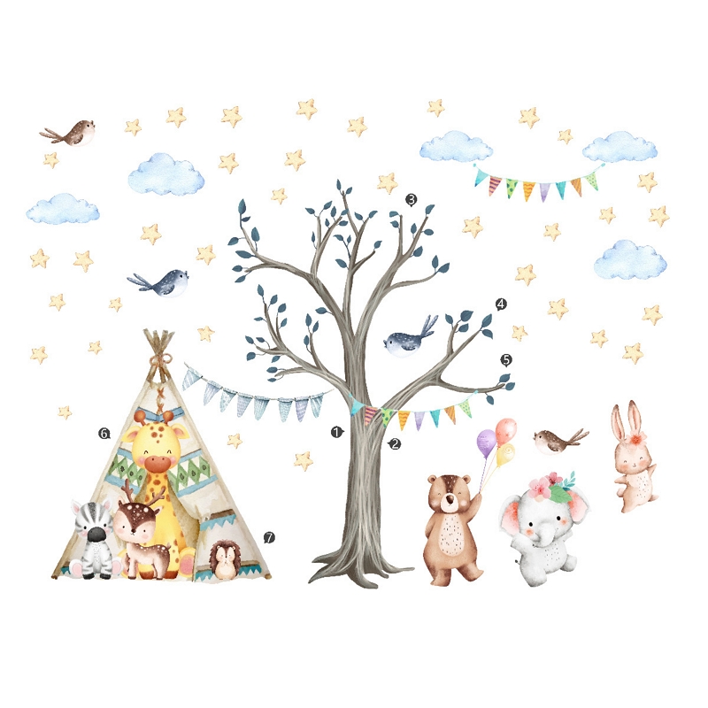 【辰達居家】森林派對兒童壁貼, , large