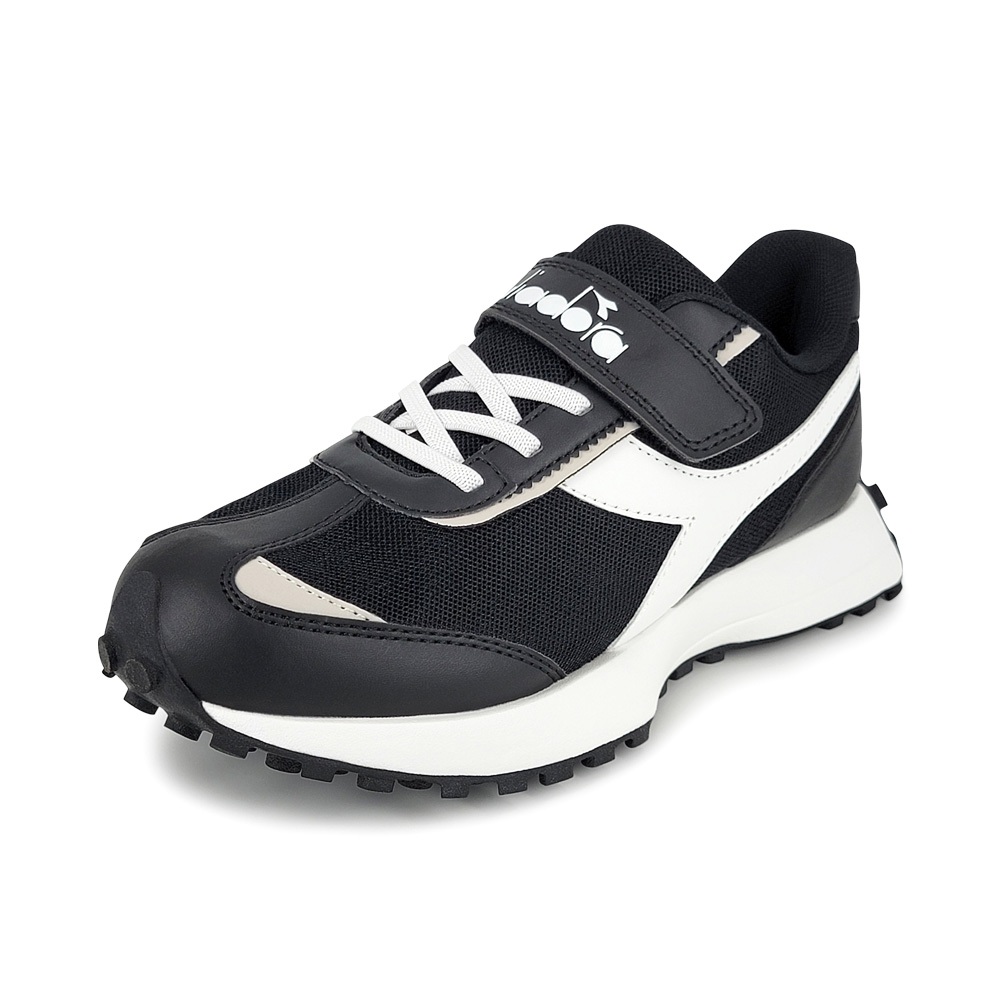 DIADORA迪亞多那 大童經典復古鞋 童運動鞋 童鞋 拼接 寬楦 輕量 透氣 保護後跟 吸震 緩衝 足弓支撐 黑 卡其, , large